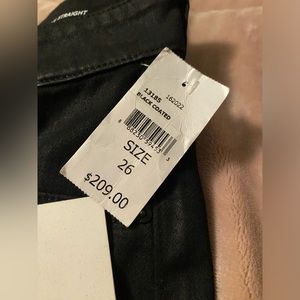 DL1961 Black Coated Emilie Straight Jean size 26 NWT